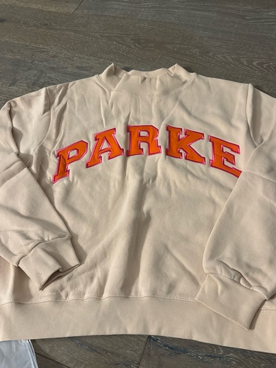 Parke Tops - PARKE  X DUNCAN Cream Crewneck Sweater with Orange Lettering
